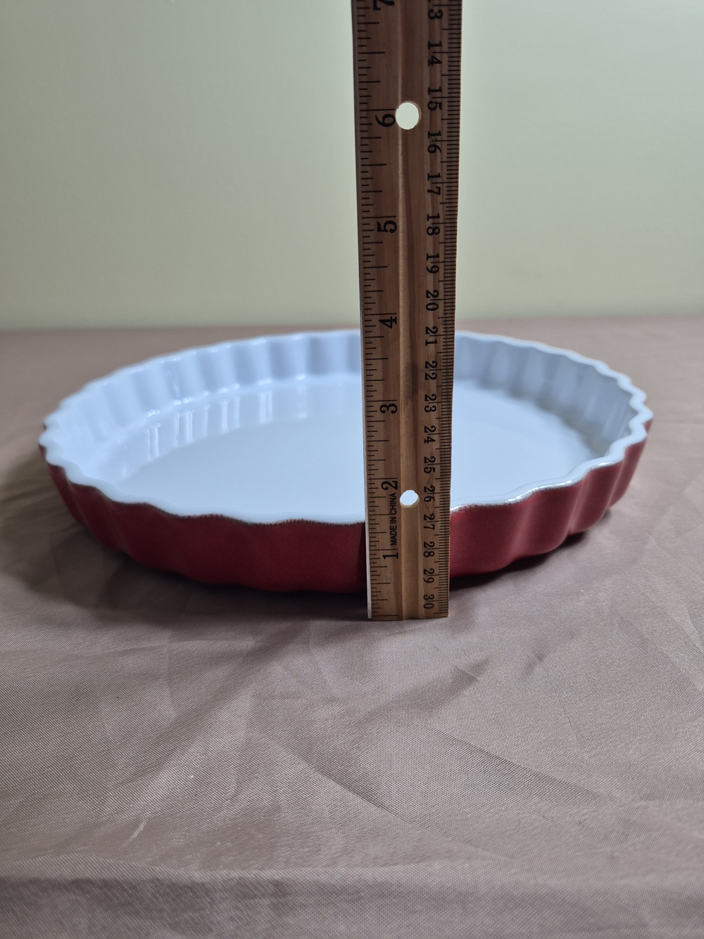 VTG Emile Henry France Red Fluted Ceramic Tart Quiche Pie Dish 11.5” Mold 6000 - Picture 8 of 8